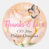 Roze Floral Afstuderen Hartelijk dank Ronde Sticker (Voorkant)