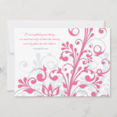 Roze, Floral Afstuderen Kaart (Achterkant)