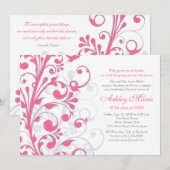 Roze, Floral Afstuderen Kaart (Voorkant / Achterkant)