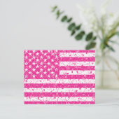 Roze Floral Amerikaanse vlag Briefkaart (Staand voorkant)