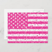 Roze Floral Amerikaanse vlag Briefkaart (Voorkant / Achterkant)