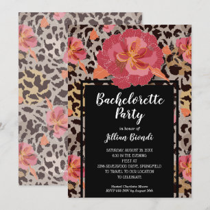 Roze Floral Animal Print Bachelorette nodigt uit