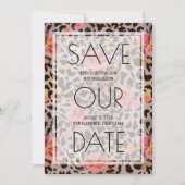 Roze Floral Animal Print Wedding Save the Date (Voorkant)