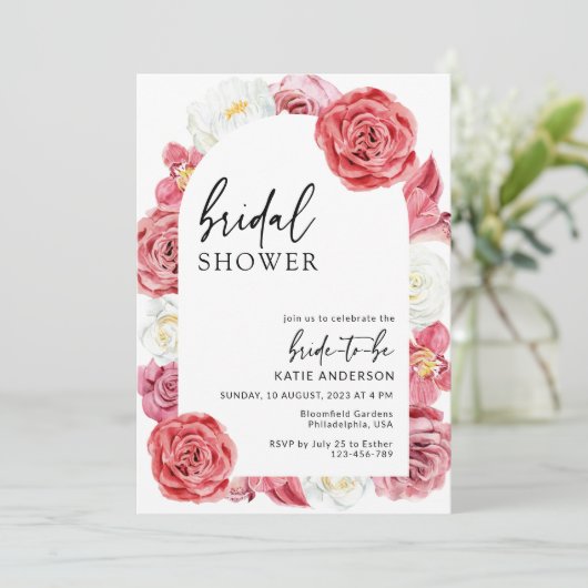 Roze Floral Arch Summer Vrijgezellenfeest Kaart (Staand voorkant)