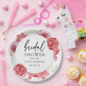 Roze Floral Arch Summer Vrijgezellenfeest Papieren Bordje (Feest)