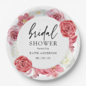 Roze Floral Arch Summer Vrijgezellenfeest Papieren Bordje (Voorkant)