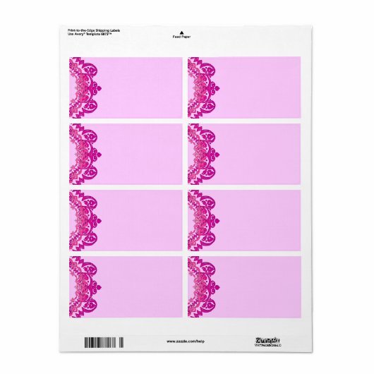 Roze Floral  Art Grote Labels (Full Sheet)