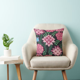 Roze Floral Art Kussen