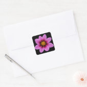 Roze Floral Art Vierkante Sticker (Envelop)