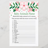 Roze Floral Baby Animals Name Game (Voorkant)