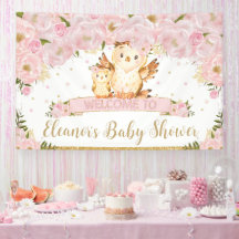 Roze Floral Baby en Mammie Owl Welkomstachtergrond