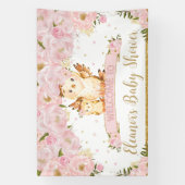 Roze Floral Baby en Mammie Owl Welkomstachtergrond Spandoek (Verticaal)