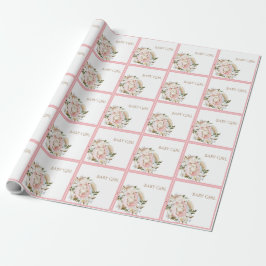 Roze Floral Baby Girl Cadeaupapier