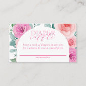 Roze Floral-Baby in Bloom Diaper Raffle Informatiekaartje (Voorkant)