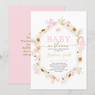 Roze Floral Baby in de uitnodiging van het Baby sh