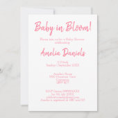 Roze Floral Baby in de uitnodiging van het Baby sh (Voorkant)