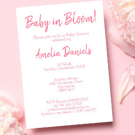 Roze Floral Baby in de uitnodiging van het Baby sh