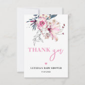 Roze Floral-Baby in het Baby shower Bloom Bedankkaart (Voorkant)