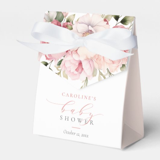 Roze Floral Baby in het Baby shower Bloom Girl Bedankdoosjes (Voorkant Zijde)