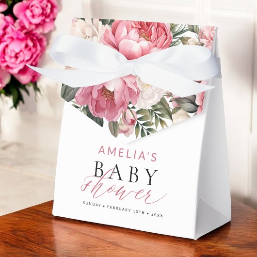 Roze Floral Baby in het Baby shower Bloom Girl Bedankdoosjes