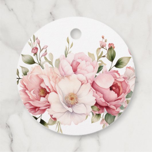 Roze Floral Baby in het Baby shower Bloom Girl Bedankjes Labels (Achterkant)
