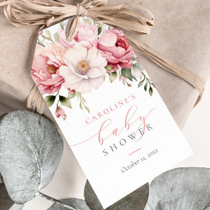 Roze Floral Baby in het Baby shower Bloom Girl Cadeaulabel