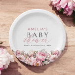 Roze Floral Baby in het Baby shower Bloom Girl Papieren Bordje<br><div class="desc">Verbeter uw baby shower met onze roze bloemen "Baby in bloei" meisje papier Borden! Met een prachtig roze bloemmotief zijn deze borden ideaal om de komst van een baby meisje te vieren. Gemaakt van hoogwaardige, duurzame materialen, zijn ze ontworpen om de snacks en lekkernijen van uw feest met stijl en...</div>