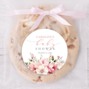Roze Floral Baby in het Baby shower Bloom Girl Ronde Sticker