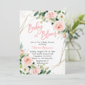 Roze Floral-Baby in het Baby shower Bloom Kaart (Staand voorkant)