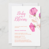 Roze Floral-Baby in het Baby shower Bloom Kaart (Voorkant)