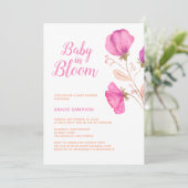 Roze Floral-Baby in het Baby shower Bloom Kaart (Staand voorkant)