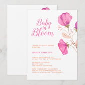 Roze Floral-Baby in het Baby shower Bloom Kaart (Voorkant / Achterkant)