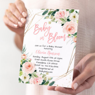 Roze Floral-Baby in het Baby shower Bloom Kaart