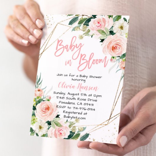 Roze Floral-Baby in het Baby shower Bloom Kaart