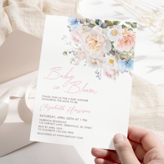 Roze Floral-Baby in het Baby shower Bloom Kaart