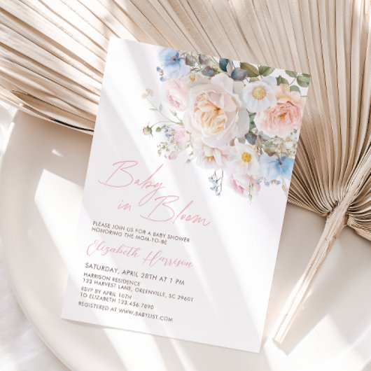 Roze Floral-Baby in het Baby shower Bloom Kaart