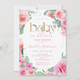 Roze Floral-Baby in het Baby shower Bloom Kaart