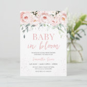 Roze Floral-Baby in het Baby shower Bloom Kaart (Staand voorkant)