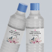 Roze Floral-Baby in het Baby shower Bloom Waterfles Etiket