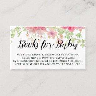 Roze Floral Baby shower Boeken voor Baby Informatiekaartje
