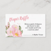 Roze Floral Baby shower Diaper Raffle Informatiekaartje (Voorkant)