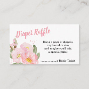Roze Floral Baby shower Diaper Raffle Informatiekaartje