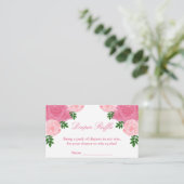 Roze Floral Baby shower Diaper Raffle Informatiekaartje (Staand voorkant)