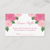 Roze Floral Baby shower Diaper Raffle Informatiekaartje (Voorkant)