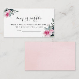 Roze Floral Baby shower Diapere Raffle Kaarten