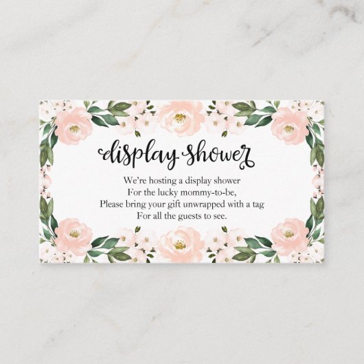Roze, Floral Baby shower Display Shower Encl Informatiekaartje (Voorkant)
