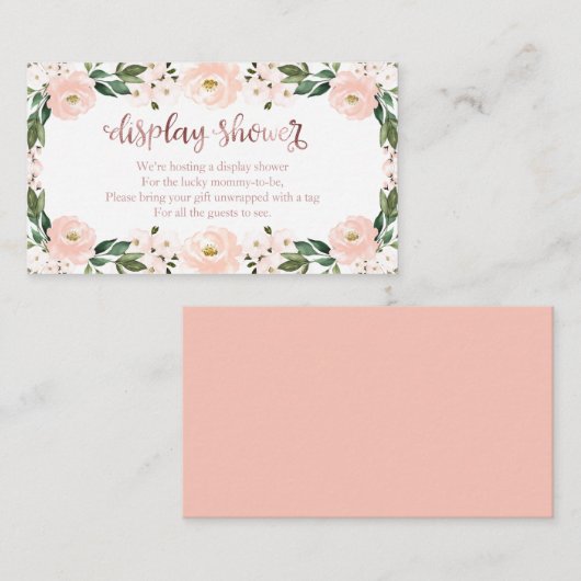 Roze, Floral Baby shower Display Shower Encl Informatiekaartje (Voorkant / Achterkant)