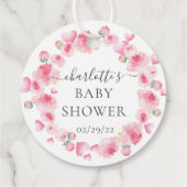 Roze Floral Baby shower Favor Gift Label (Achterkant)