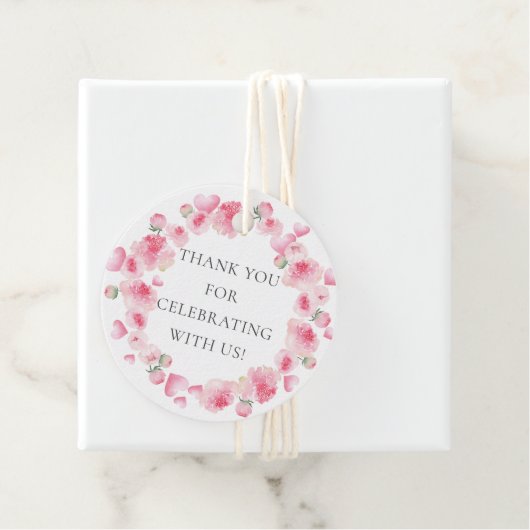 Roze Floral Baby shower Favor Gift Label (In situ)
