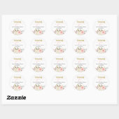Roze Floral Baby shower Girl Classic Round Sticker (Vel)